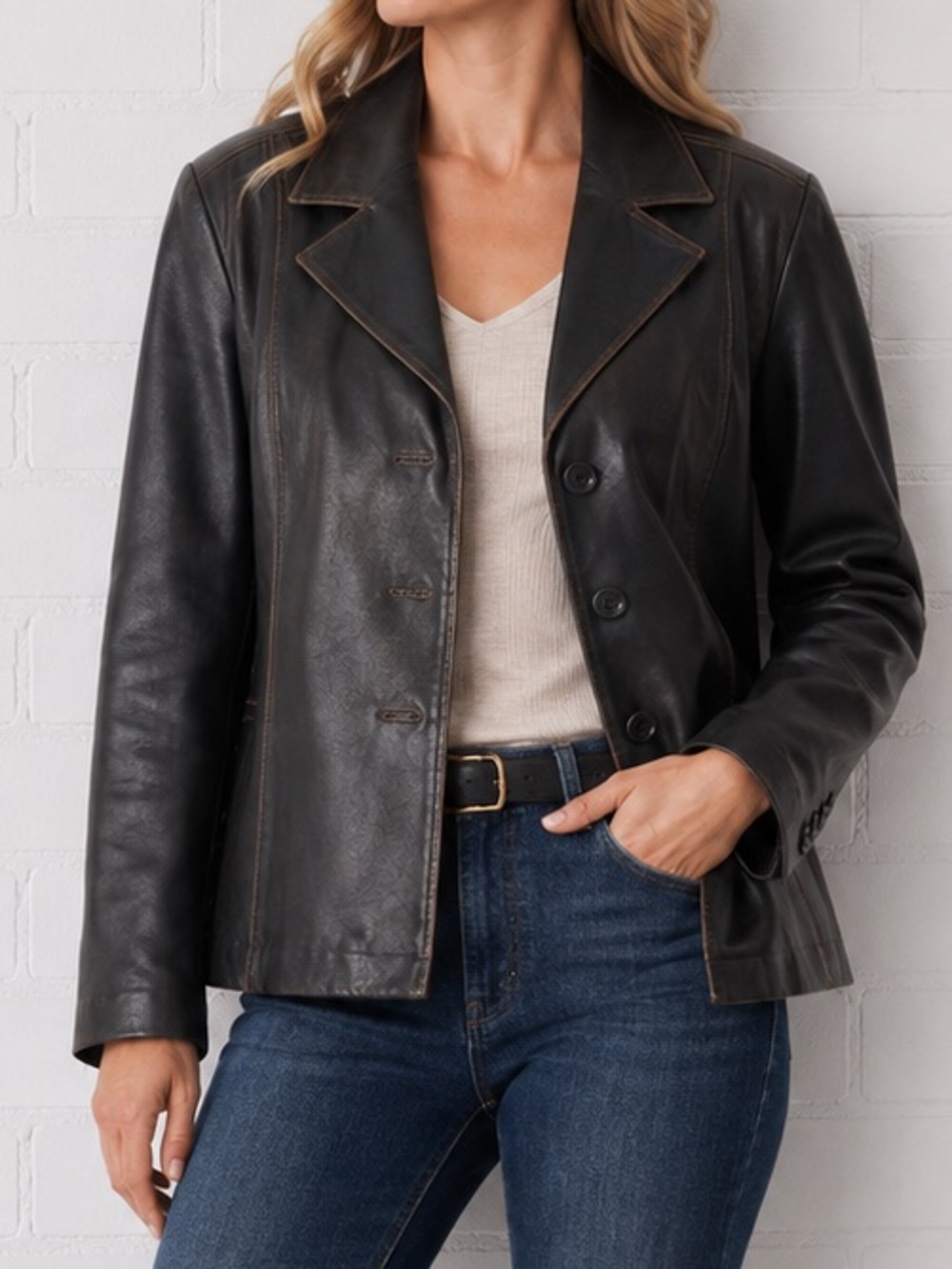 Mountain Lake Black Faux Leather Jacket Vegan Friendly Lined Blazer Medium